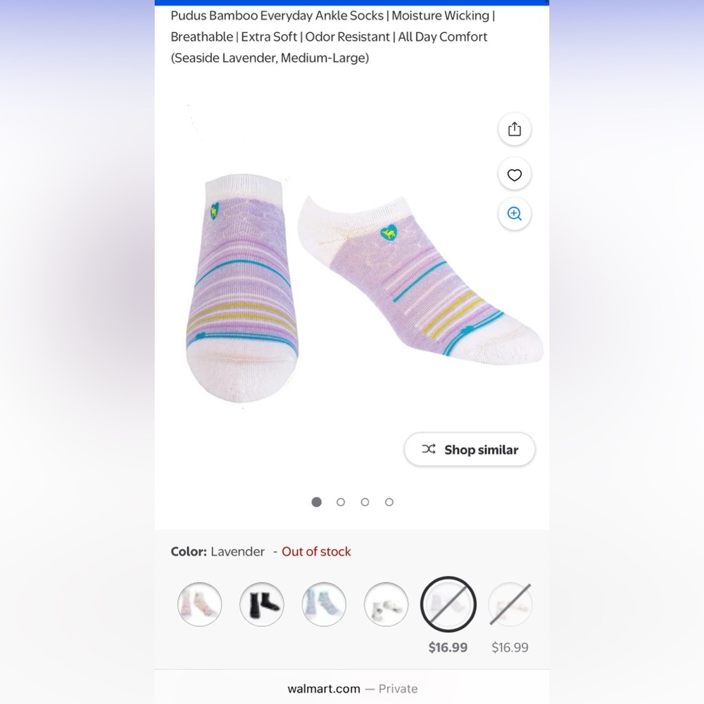 NWT Pudus Everyday Ankle Socks - size M/L - Picture 4 of 5